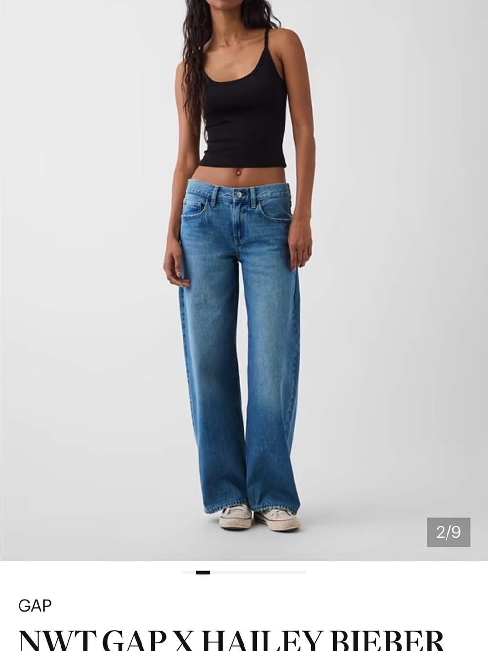 GAP x Hailey Bieber Low Rise Loose Fit Jeans - Light Blue Wash, size 26 - Picture 2 of 9